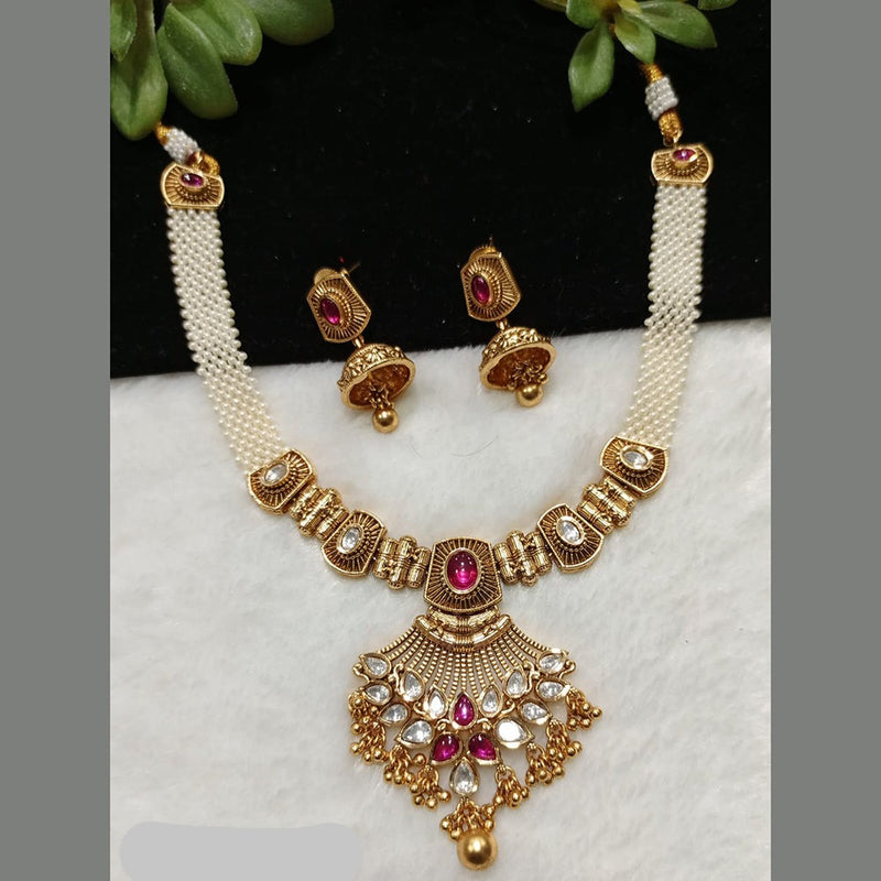 Shubham Creations Copper Gold Kundan Nekclace Set