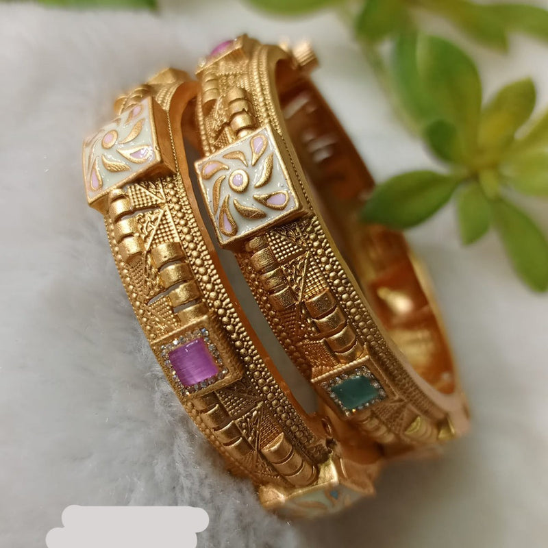 Shubham Creations Copper Gold Openable Bangles Set