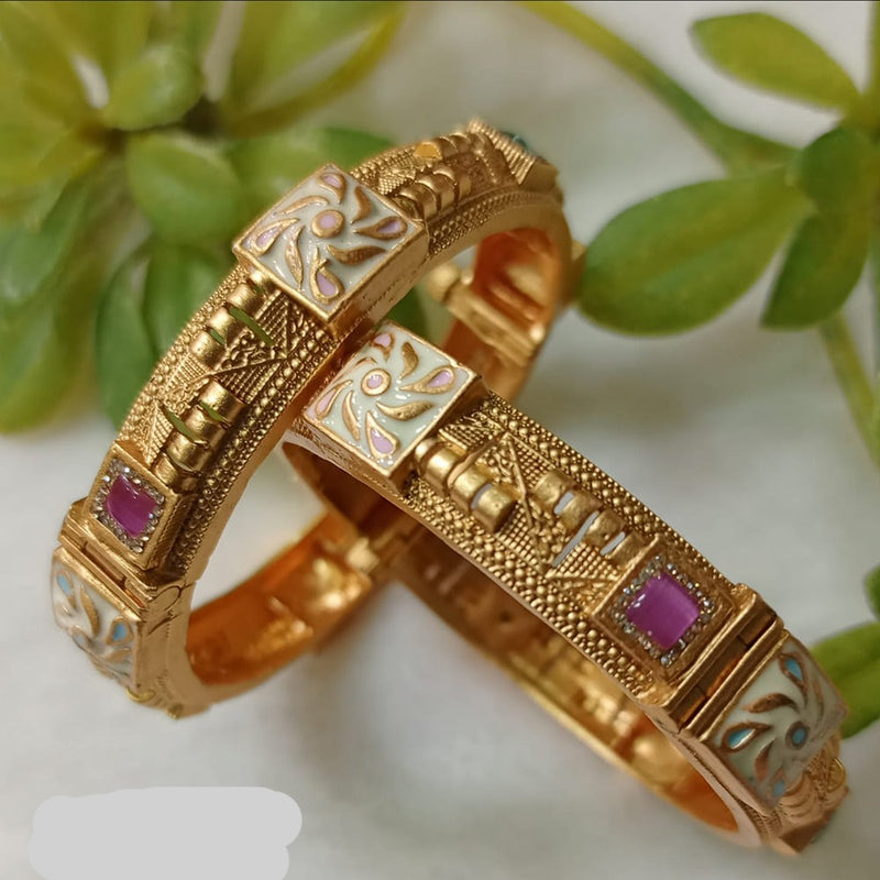 Shubham Creations Copper Gold Openable Bangles Set