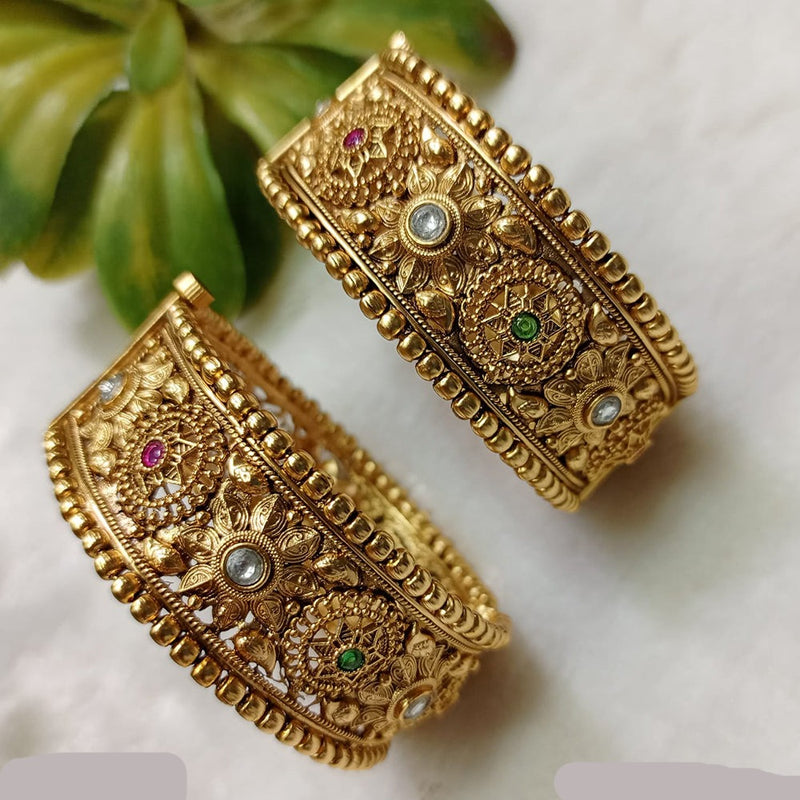 Shubham Creations Copper Gold Openable Bangles Set