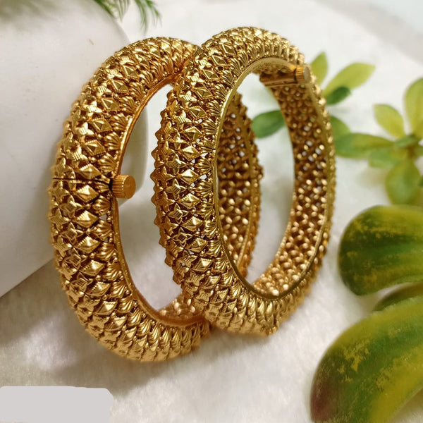 Shubham Creations Copper Gold Openable Bangles Set