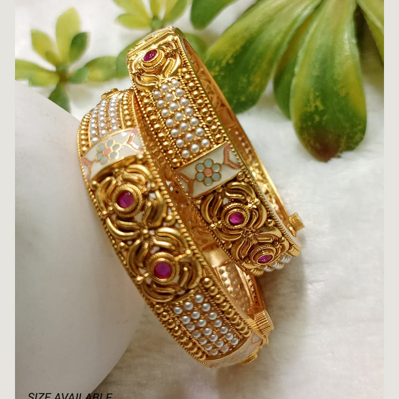 Shubham Creations Copper Gold Openable Bangles Set