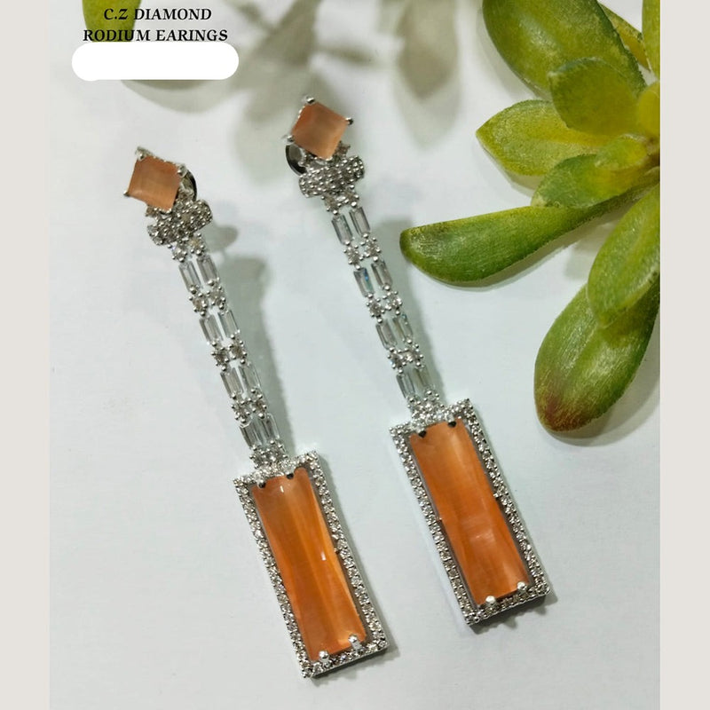 Shubham Creations Silver Plated AD Stone Dangler Earrings