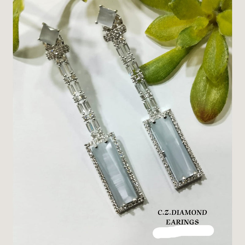 Shubham Creations Silver Plated AD Stone Dangler Earrings