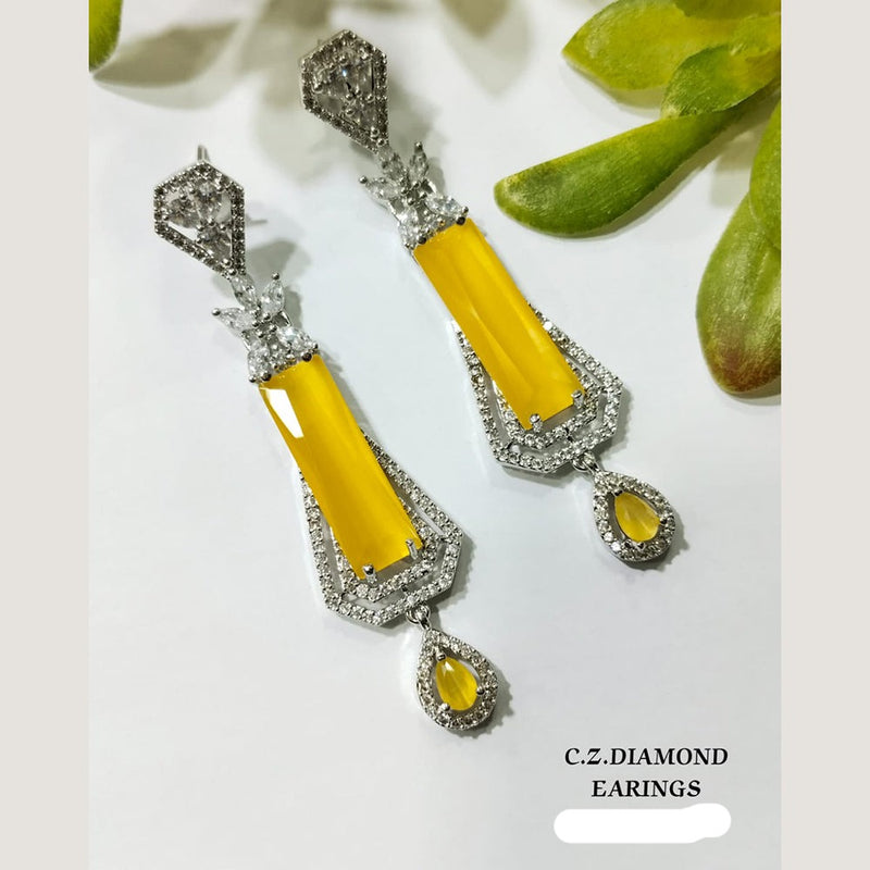 Shubham Creations Silver Plated AD Stone Dangler Earrings