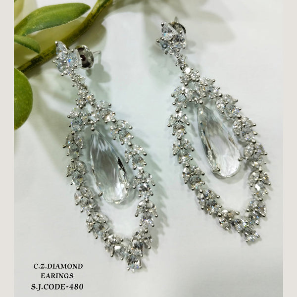 Shubham Creations Silver Plated AD Stone Dangler Earrings