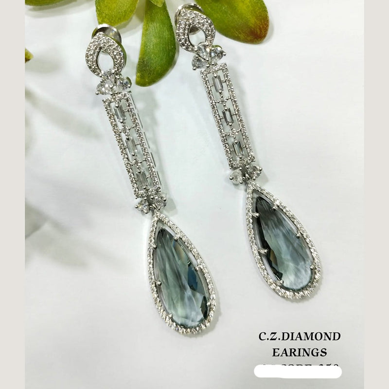 Shubham Creations Silver Plated AD Stone Dangler Earrings