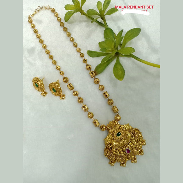 Shubham Creations Copper Gold Plated Long Necklace Set