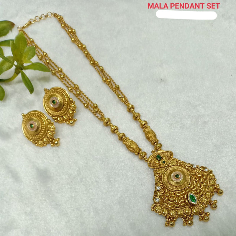 Shubham Creations Copper Gold Plated Long Necklace Set