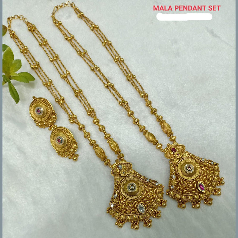 Shubham Creations Copper Gold Plated Long Necklace Set