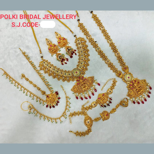 Shubham Creations Copper Gold Plated Polki Bridal Set
