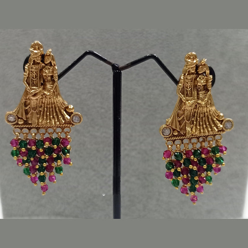 Shubham Creations Copper Gold Beads Dangler Earrings