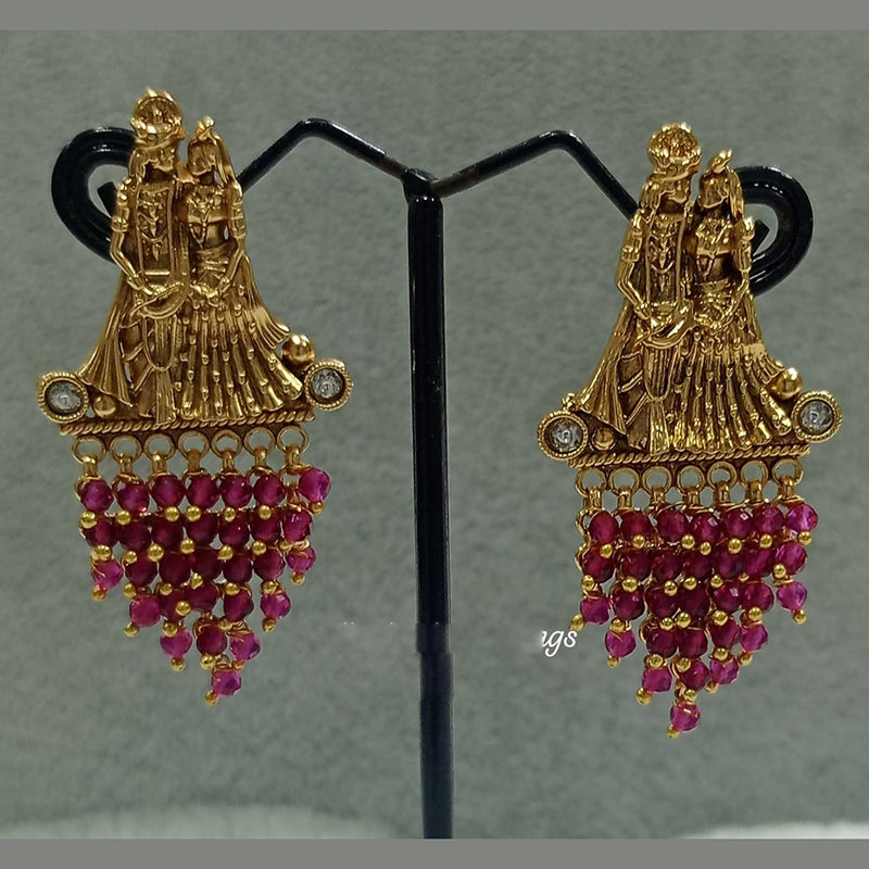 Shubham Creations Copper Gold Beads Dangler Earrings