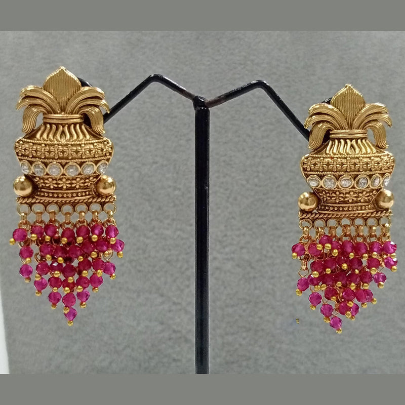 Shubham Creations Copper Gold Beads Dangler Earrings