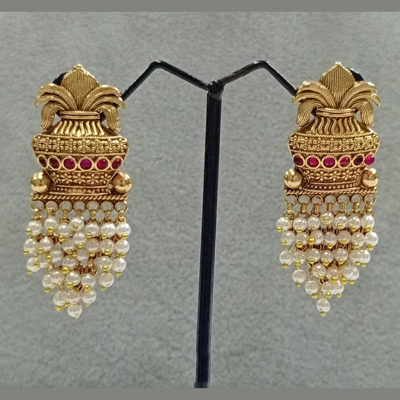 Shubham Creations Copper Gold Beads Dangler Earrings