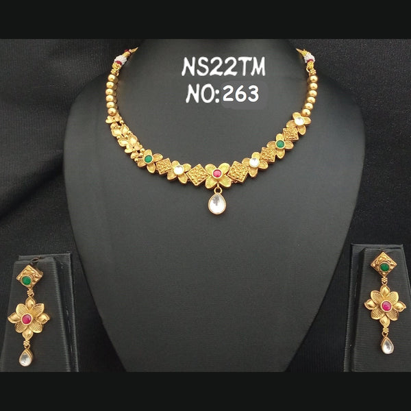 Kala Creation Gold Plated Pota Stone Necklace Set