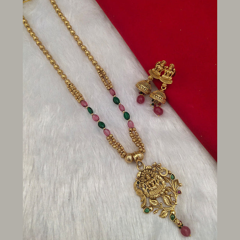 Kala Creation Gold Plated Pota Stone Temple Necklace Set