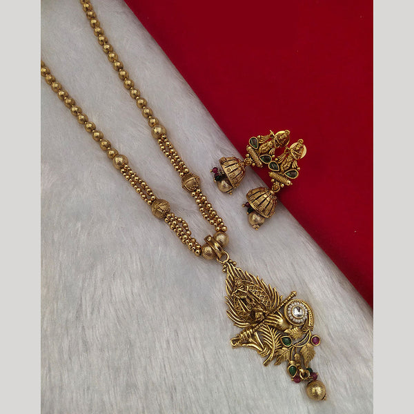 Kala Creation Gold Plated Pota Stone Temple Necklace Set