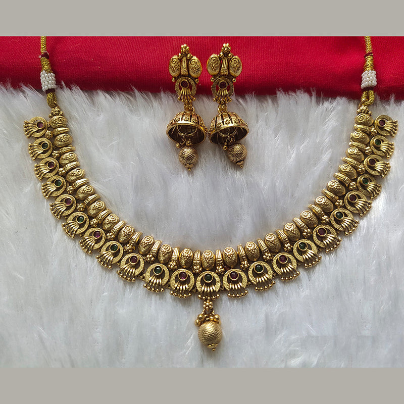 Kala Creation Gold Plated Pota Stone Necklace Set