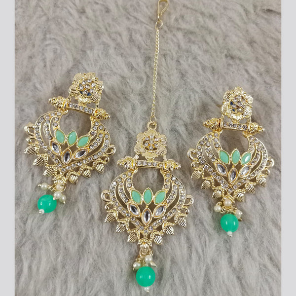 Star India Gold Plated Kundan Stone Earrings With Mangtikka