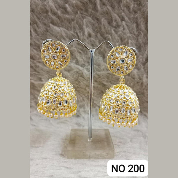 Diamond Look Red Gold Plated Big Kundan Pearl Jhumki Earrings at Rs  4400/pair in Jalandhar