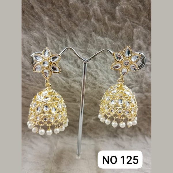Star India Gold Plated Kundan Stone Jhumki Earrings