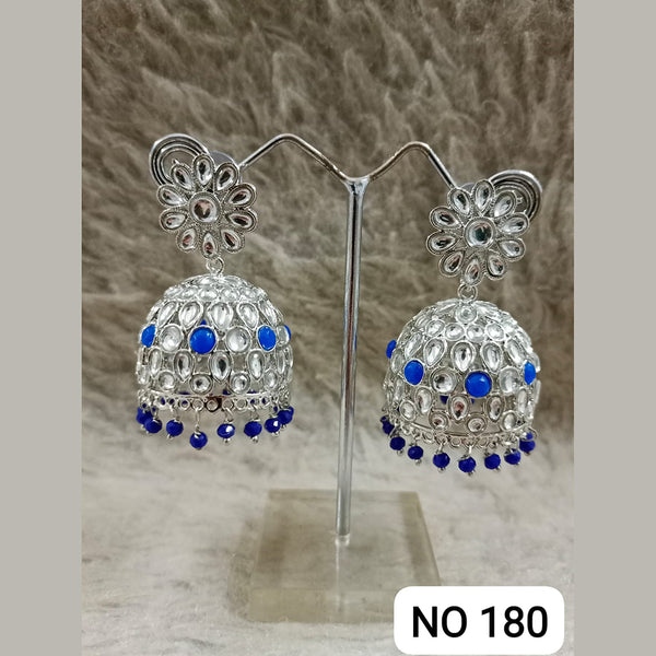 Star India Silver Plated Kundan Stone Jhumki Earrings