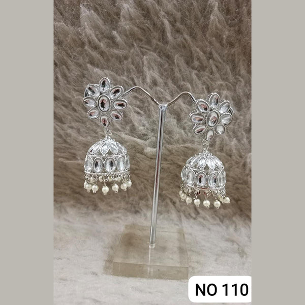 Star India Silver Plated Kundan Stone Jhumki Earrings