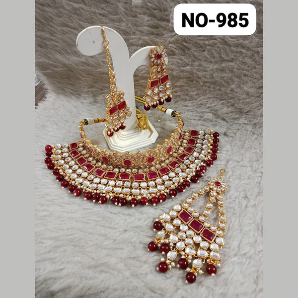 Star India Gold Plated Kundan Stone Necklace Set