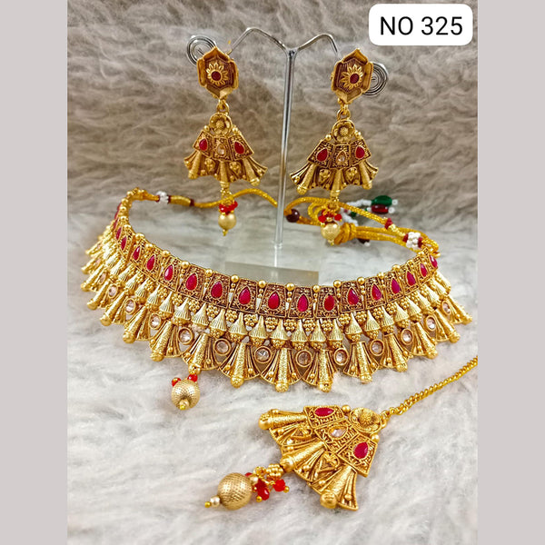 Star India Gold Plated Pota Stone Necklace Set