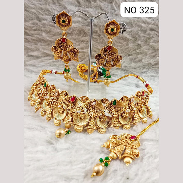 Star India Gold Plated Pota Stone Necklace Set