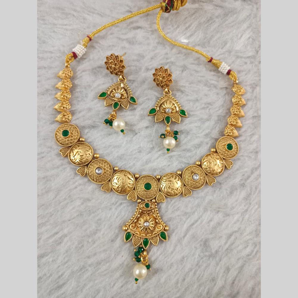 Star India Gold Plated Crystal Stone And Pearl Necklace Set