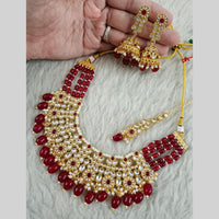 Star India Gold Plated Kundan Stone Pearl And Beads Necklace Set