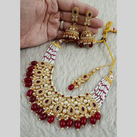 Star India Gold Plated Kundan Stone Pearl And Beads Necklace Set