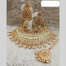 Star India Gold Plated Crystal Stone Pearl And Beads Choker Necklace Set