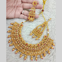 Star India Gold Plated Crystal Stone And Pearl Necklace Set