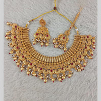 Star India Gold Plated Crystal Stone And Pearl Necklace Set