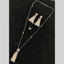 Star India Silver Plated Austrian Stone And Pearl Long Necklace Set With Ring
