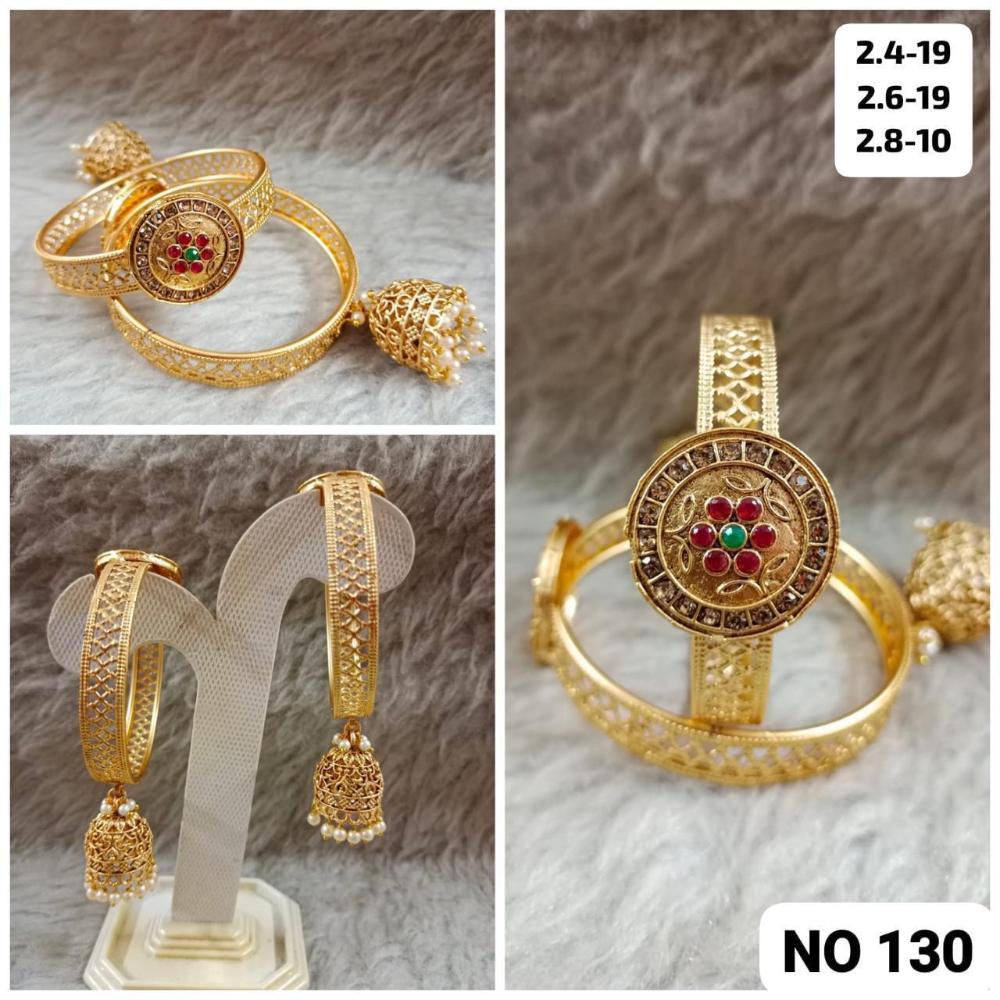 Star India Gold Plated Pota Stone Bangles Set