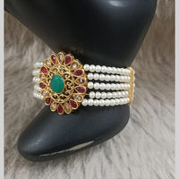 Star India Gold Plated Pota Stone And Pearl Bracelet