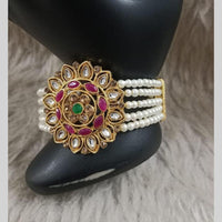 Star India Gold Plated Pota Stone And Pearl Bracelet