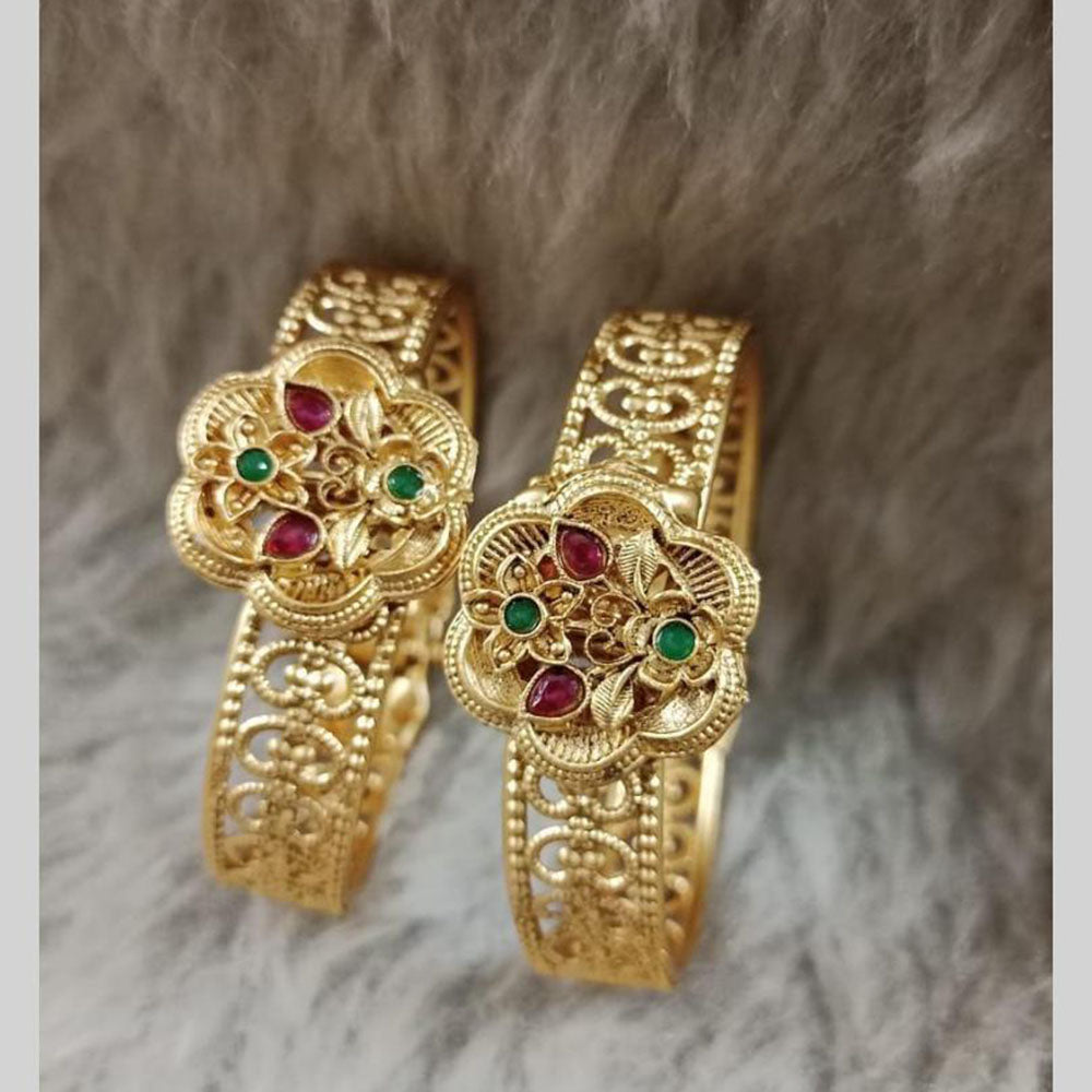 Star India Gold Plated Pota Stone And Pearl Openable Bracelet