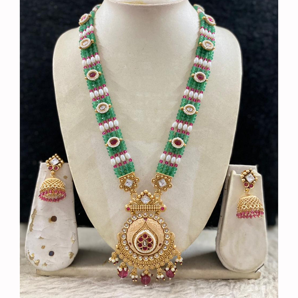 Star India Designer Pota Stone Beads And Pearl Meenakari Long Necklace Set