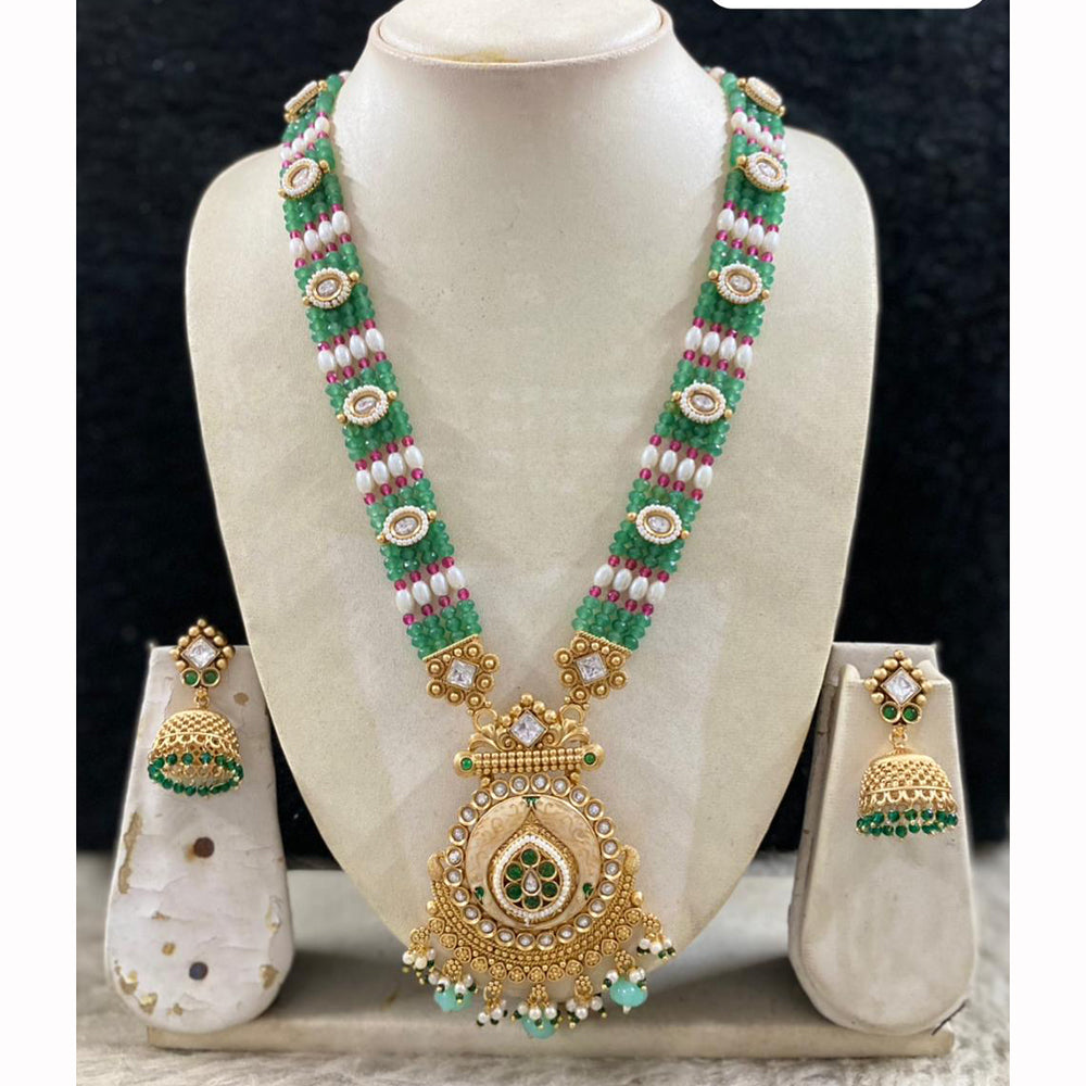 Star India Designer Pota Stone Beads And Pearl Meenakari Long Necklace Set