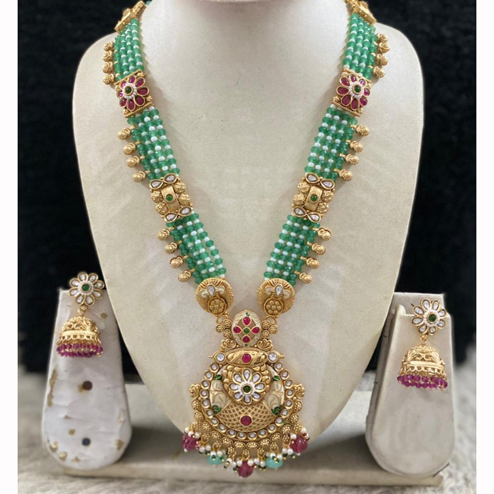 Star India Designer Pota Stone Beads And Pearl Meenakari Long Necklace Set