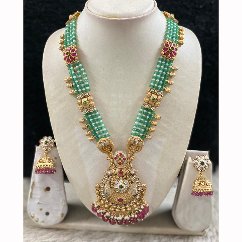 Star India Designer Pota Stone Beads And Pearl Meenakari Long Necklace Set