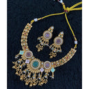 Star India Pota Stone Pearl And Meenakari Necklace Set