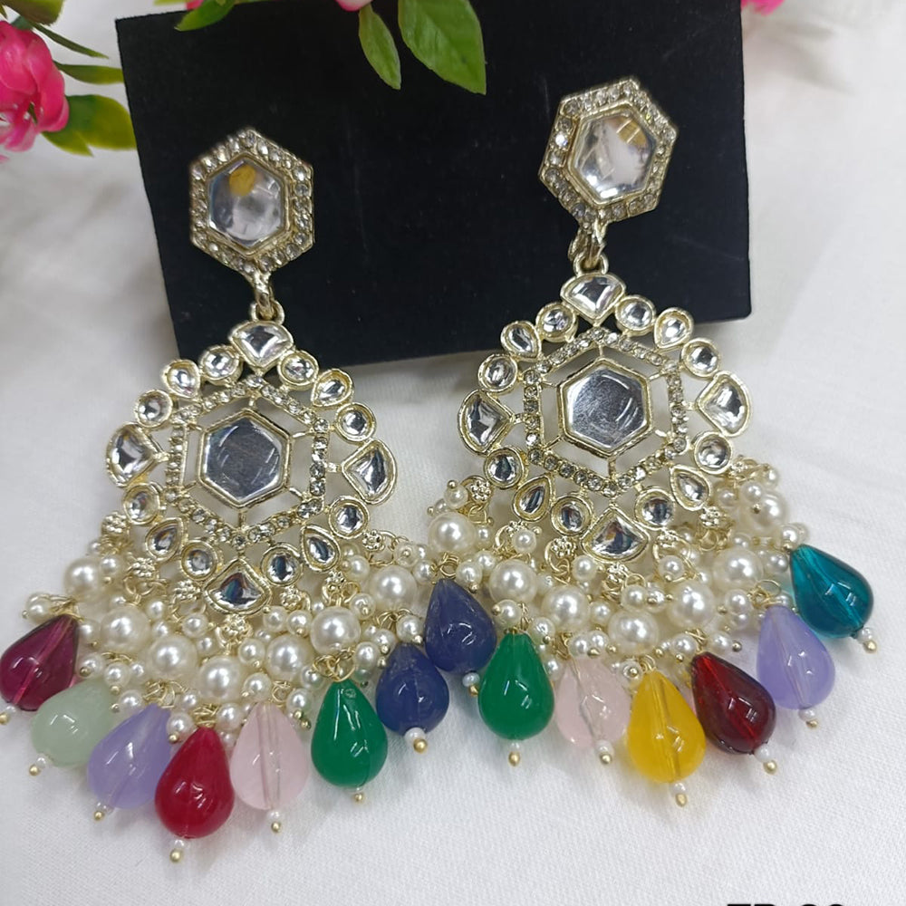 Exotica Collection Gold Plated Kundan Dangler Earrings