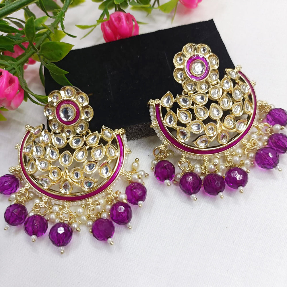 Exotica Collection Gold Plated Kundan Dangler Earrings