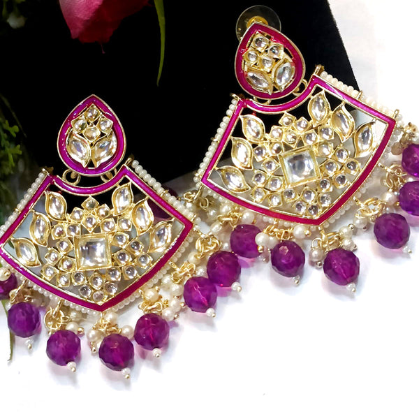 Exotica Collection Gold Plated Kundan Dangler Earrings